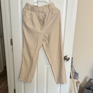 Beige Pleated Trousers